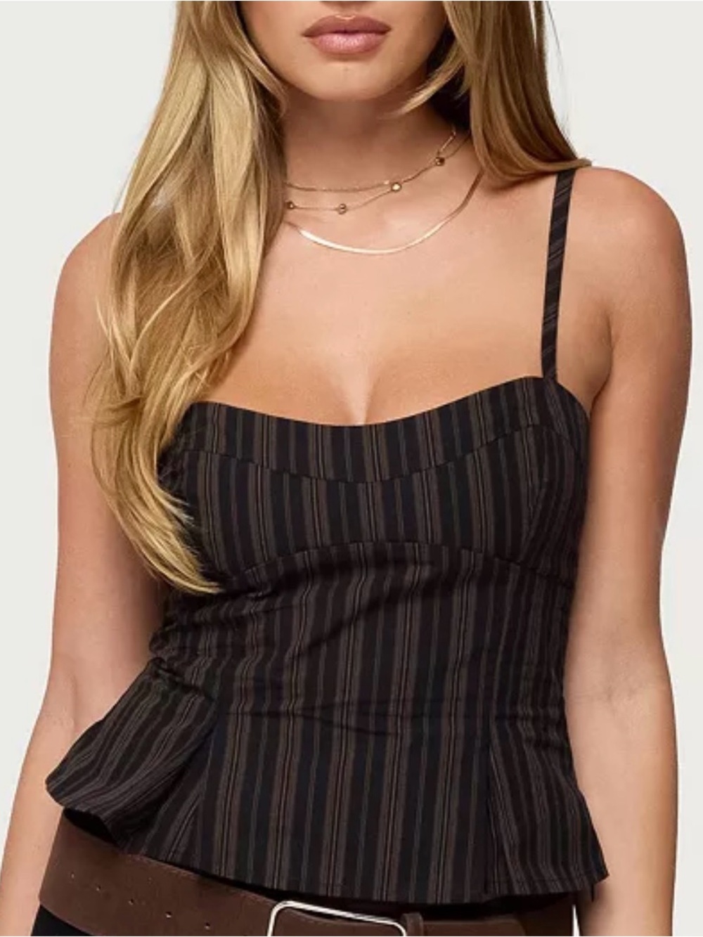 Edikted Black Striped Peplum Cami Top